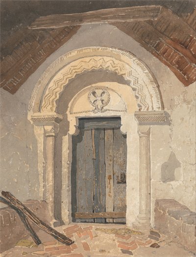 Porte normande, église de Tottenhill, Norfolk - John Sell Cotman